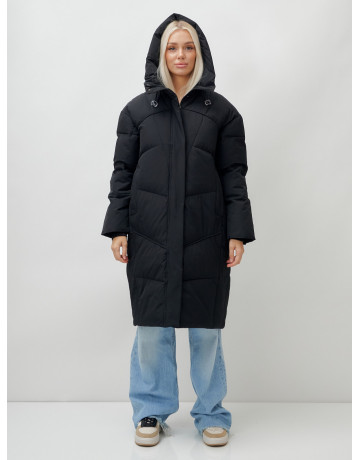 Длинный зимний пуховик с капюшоном для женщин