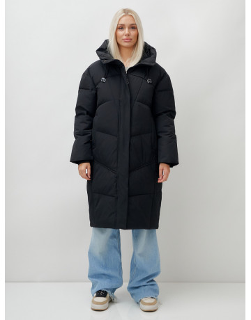 Длинный зимний пуховик с капюшоном для женщин