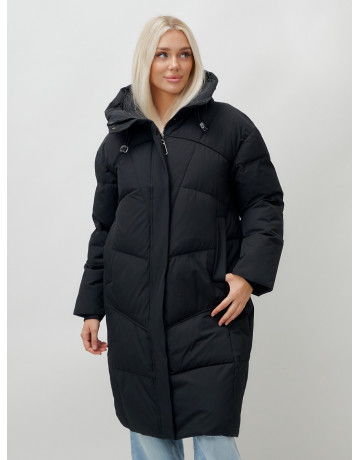 Длинный зимний пуховик с капюшоном для женщин