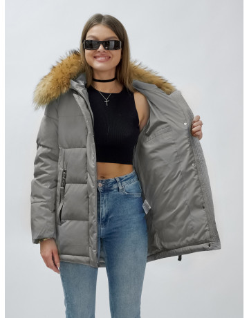 Женская зимняя куртка премиум-класса с мехом енота.