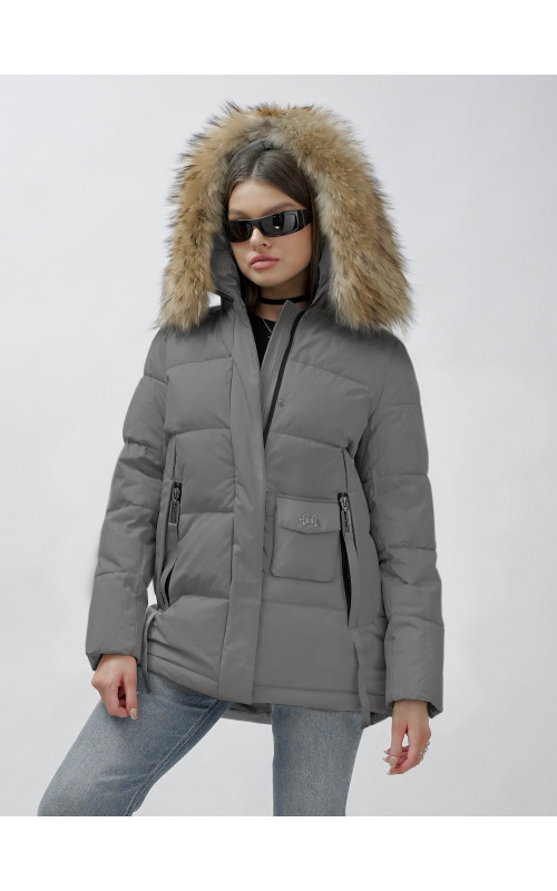 Женская зимняя куртка премиум-класса с мехом енота.