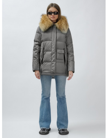 Женская зимняя куртка премиум-класса с мехом енота.
