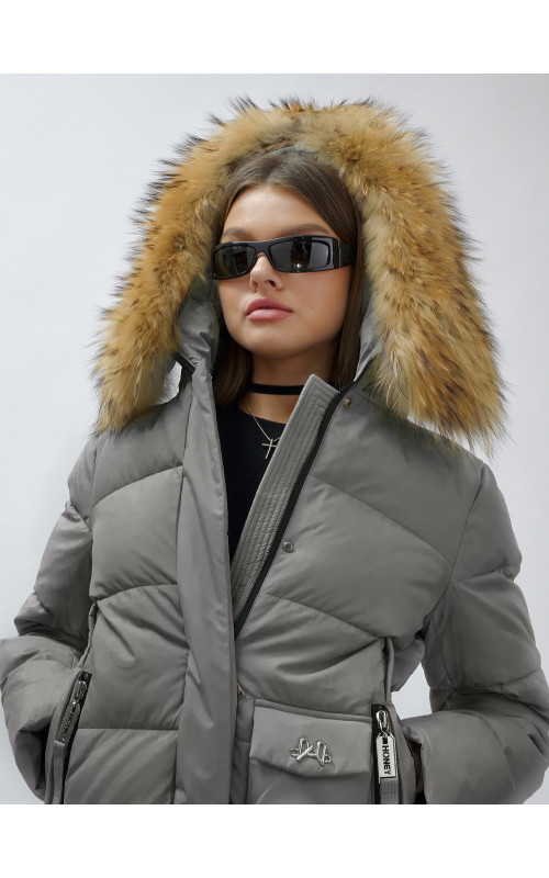 Женская зимняя куртка премиум-класса с мехом енота.