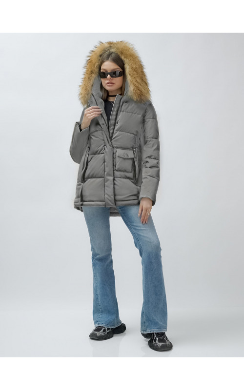 Женская зимняя куртка премиум-класса с мехом енота.