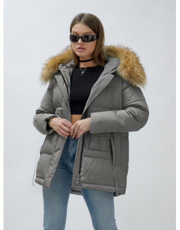 Женская зимняя куртка премиум-класса с мехом енота.
