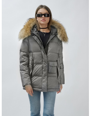 Женская зимняя куртка премиум-класса с мехом енота.
