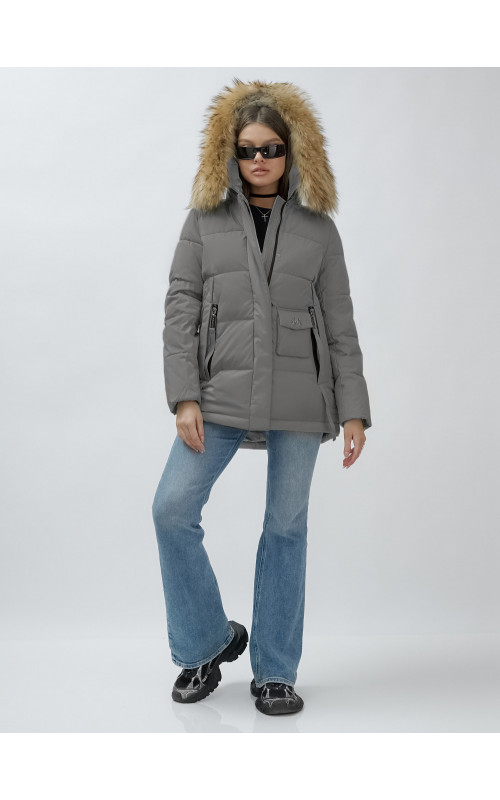 Женская зимняя куртка премиум-класса с мехом енота.