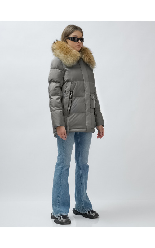 Женская зимняя куртка премиум-класса с мехом енота.