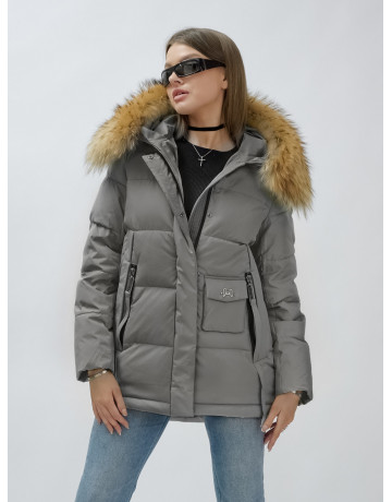 Женская зимняя куртка премиум-класса с мехом енота.