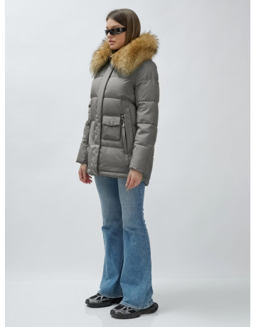 Женская зимняя куртка премиум-класса с мехом енота.