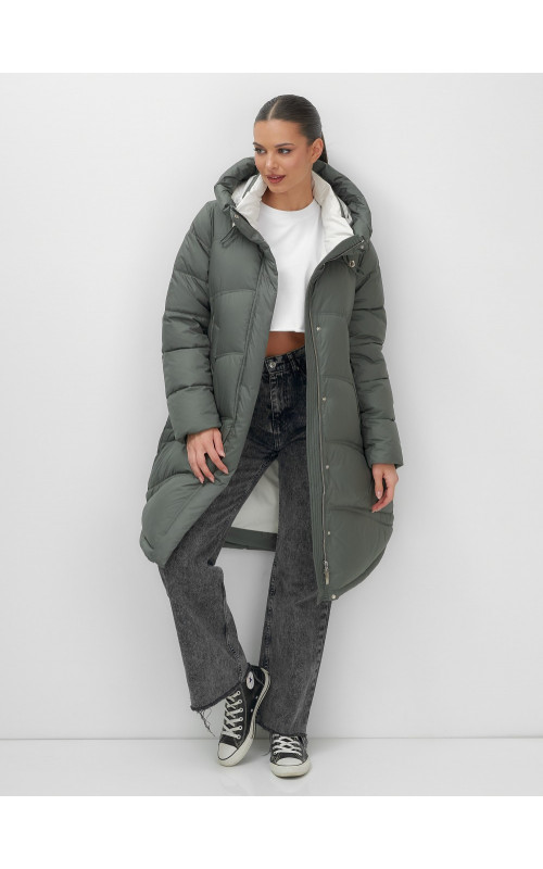Длинный зимний пуховик для женщин с капюшоном