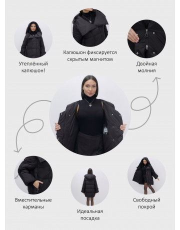 Зимняя женская куртка с капюшоном для холодной погоды.