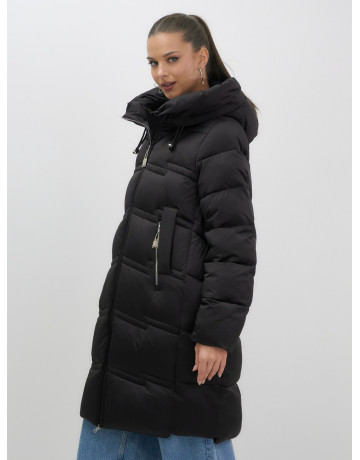 Длинный зимний пуховик для женщин с капюшоном.
