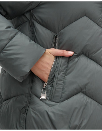 Пуховик для городской леди с мехом песца, защита от влаги и ветра