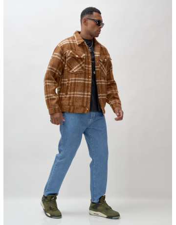 Мужская рубашка из шерсти прямого кроя с флисовой подкладкой.