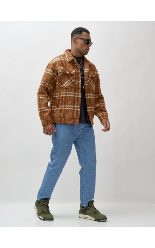 Мужская рубашка из шерсти прямого кроя с флисовой подкладкой.