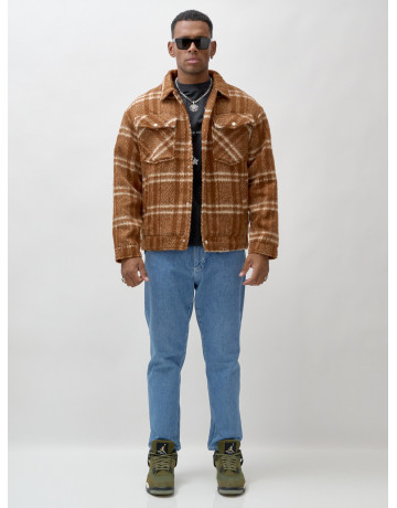 Мужская рубашка из шерсти прямого кроя с флисовой подкладкой.