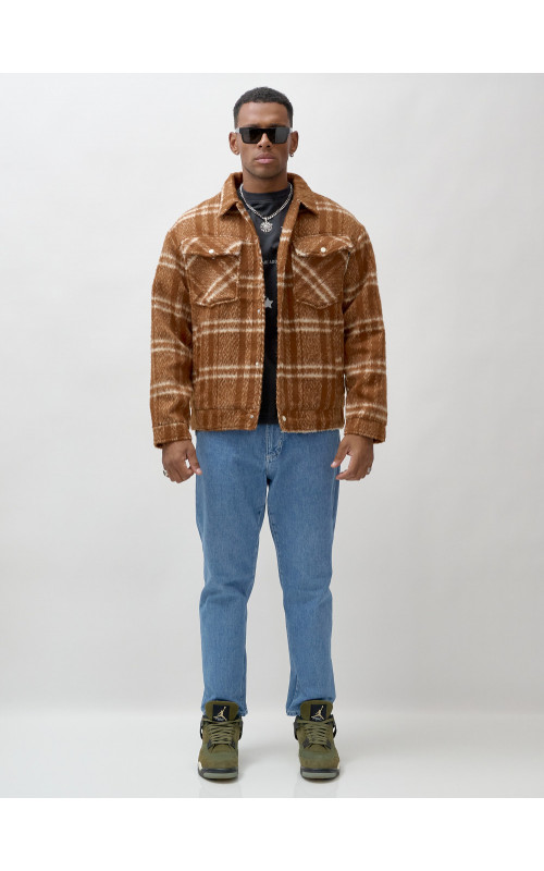 Мужская рубашка из шерсти прямого кроя с флисовой подкладкой.