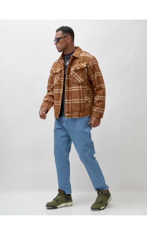 Мужская рубашка из шерсти прямого кроя с флисовой подкладкой.