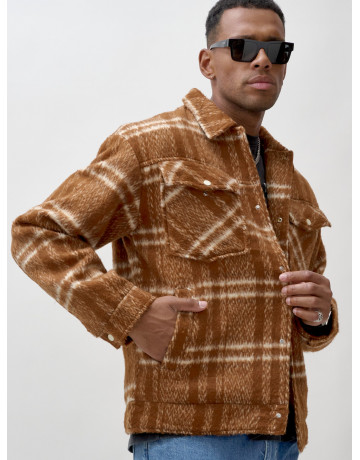 Мужская рубашка из шерсти прямого кроя с флисовой подкладкой.