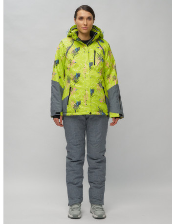 Женский горнолыжный комплект: куртка с цветочным принтом и брюки со съёмными бретелями
