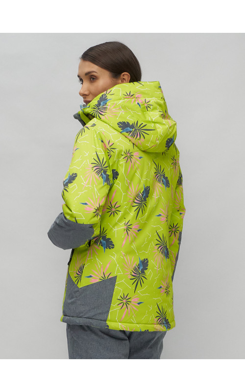 Женский горнолыжный комплект: куртка с цветочным принтом и брюки со съёмными бретелями