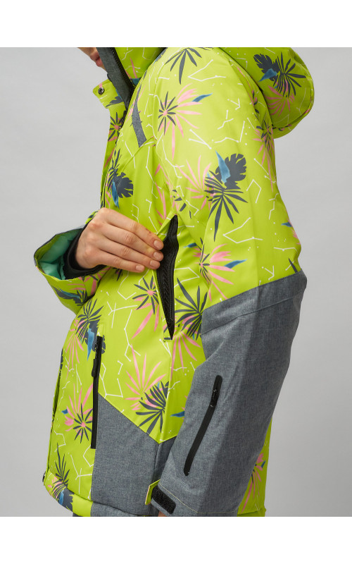 Женский горнолыжный комплект: куртка с цветочным принтом и брюки со съёмными бретелями