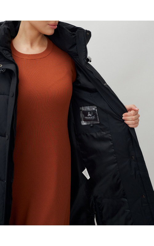 Длинный зимний пуховик для женщин с капюшоном