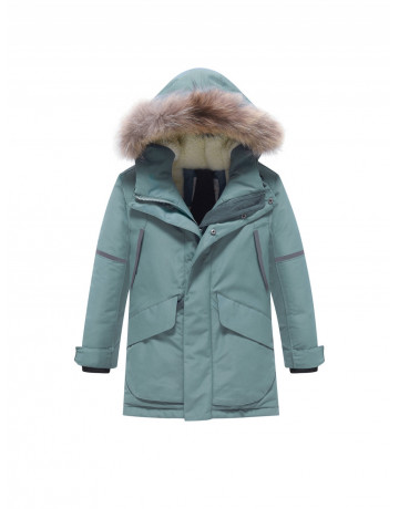 Парка для мальчика зимняя с внутренними лямками.