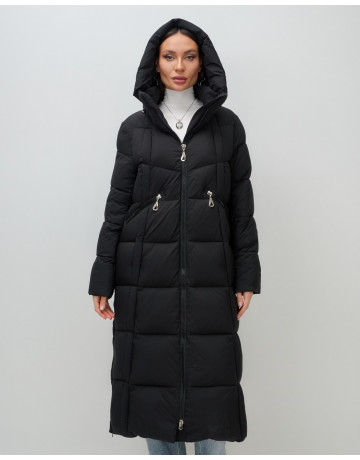 Длинный зимний пуховик для женщин с капюшоном.