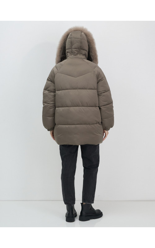 Пуховик с мехом песца, элегантный и стильный, для женщин.