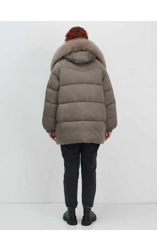 Пуховик с мехом песца, элегантный и стильный, для женщин.