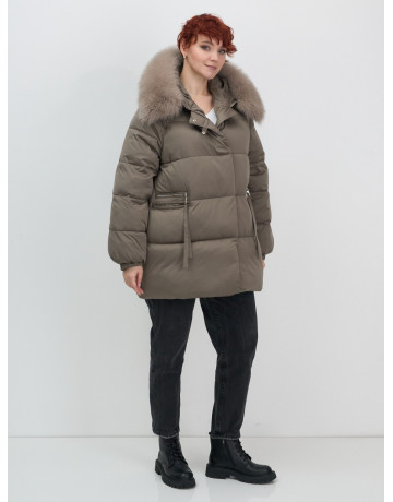 Пуховик с мехом песца, элегантный и стильный, для женщин.