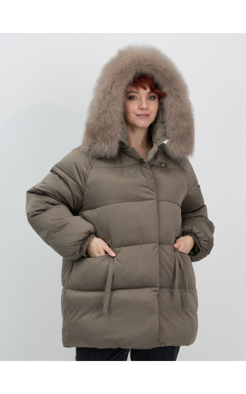 Пуховик с мехом песца, элегантный и стильный, для женщин.