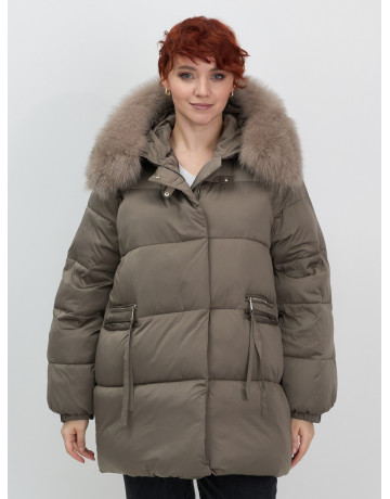 Пуховик с мехом песца, элегантный и стильный, для женщин.