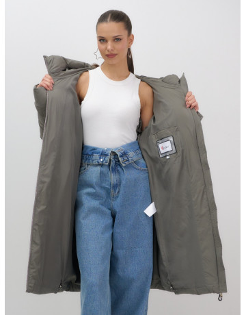 Длинный зимний пуховик с капюшоном для женщин