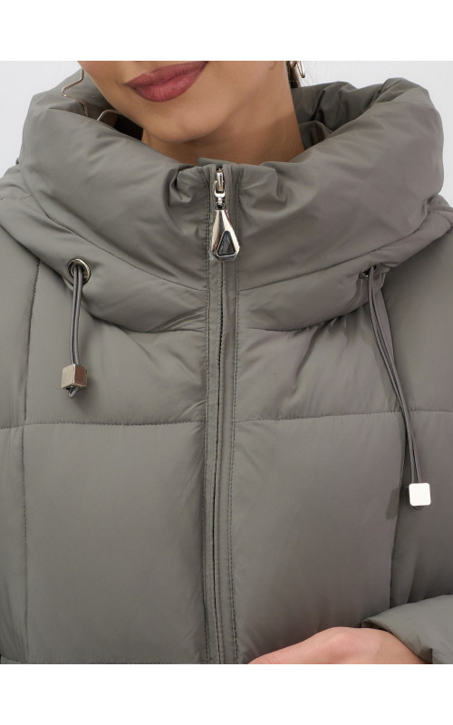 Длинный зимний пуховик с капюшоном для женщин