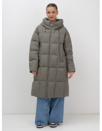 Длинный зимний пуховик с капюшоном для женщин