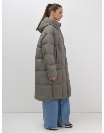 Длинный зимний пуховик с капюшоном для женщин