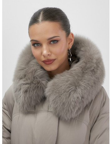 Пуховик с мехом песца, зимний премиум, удлинённый