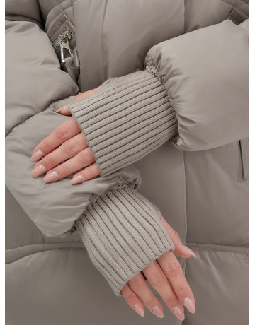 Пуховик с мехом песца, зимний премиум, удлинённый