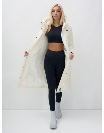 Длинный зимний пуховик с капюшоном для женщин.