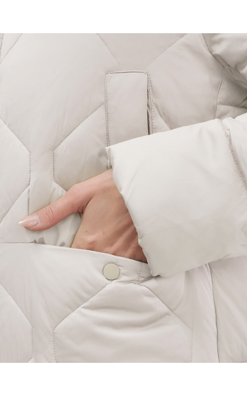 Длинный зимний пуховик с мехом песца.