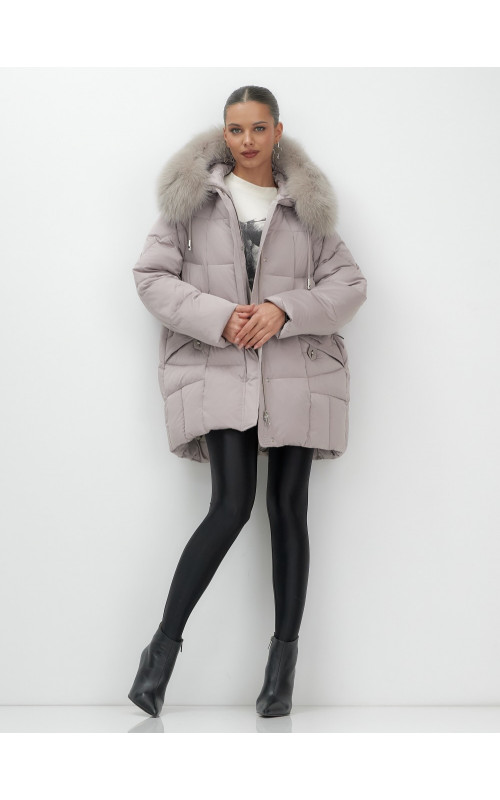 Пуховик с мехом песца зимний премиум-класса