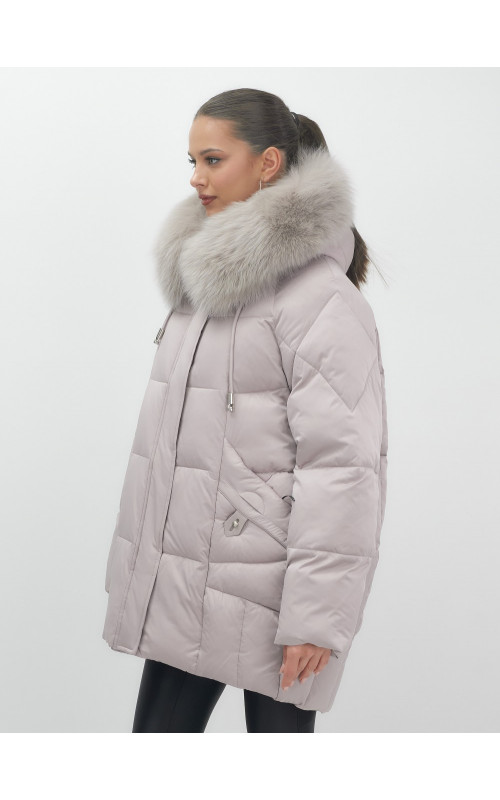 Пуховик с мехом песца зимний премиум-класса