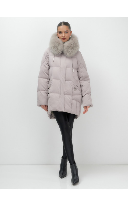 Пуховик с мехом песца зимний премиум-класса