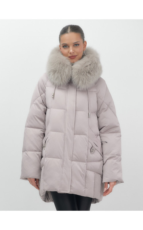 Пуховик с мехом песца зимний премиум-класса