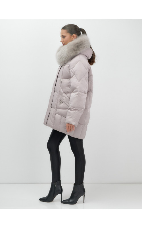 Пуховик с мехом песца зимний премиум-класса