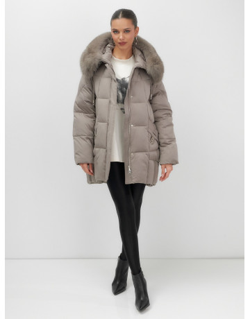 Пуховик с мехом песца зимний премиальный