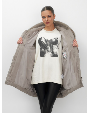 Пуховик с мехом песца зимний премиальный